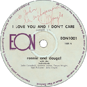 Commercially released copy of "I Love You And I Don't Care" by Ronnie and Dougal
